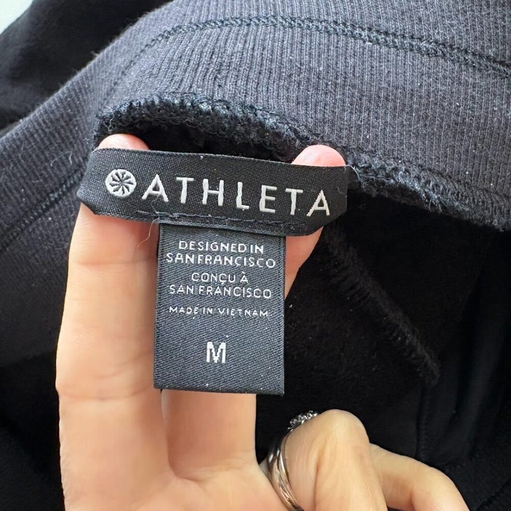 Athleta Double Cozy Karma Recover Pant Jogger Fleece Black Cozy Gym Active Mediu - Picture 10 of 14